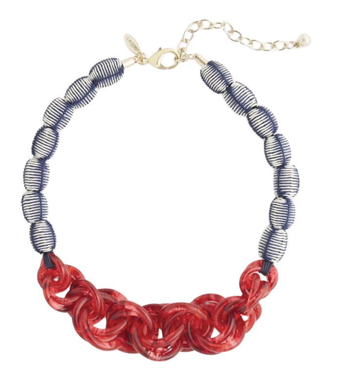 Raffia Resin Bib Necklace
